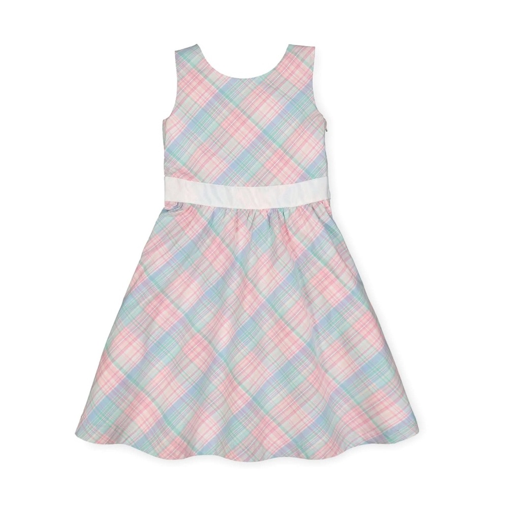 Pastel Plaid Sleeveless Cross Back Girls Party Dress